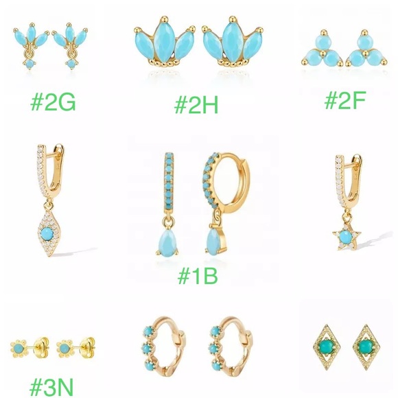 COPY - 925 Sterling Silver Studs Earrings Turquoise Pins - Picture 9 of 16